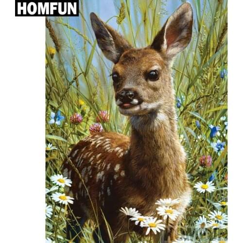 HOMFUN Full Square/Round Drill 5D DIY Diamond Painting "Animal deer" Embroidery Cross Stitch 5D Home Decor Gift A00279