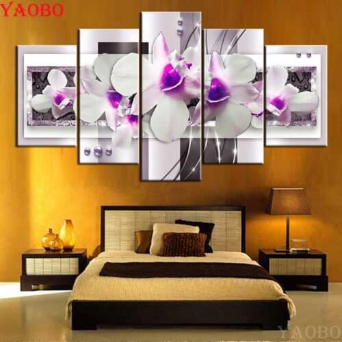 DIY Diamond Painting Full Square round Drill Mangnolia Flower 5pcs diamond Embroidery sale 5d Cross Stitch Mosaic,Drop Shipping