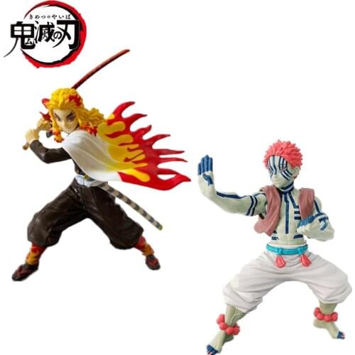 Anime Demon Slayer Kimetsu no Yaiba Rengoku Kyoujurou Akaza Statue PVC Action Figure Toy 180mm Figurine Toys