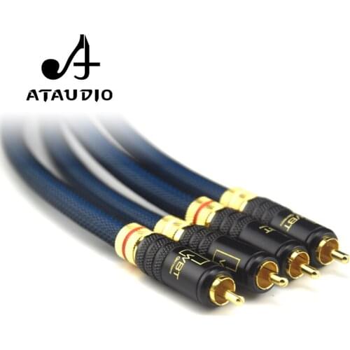 ATAUDIO 1 Pair Rca Cable G5 Top Grade Silver Plated RCA Male to Male Cable