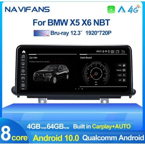 HD 1920X720 Qualcomn Snapdragon Android 10 Car Multimedia Player for BMW X5 F15 X6 F16 2014-2017 NBT System Navigation Auto BT