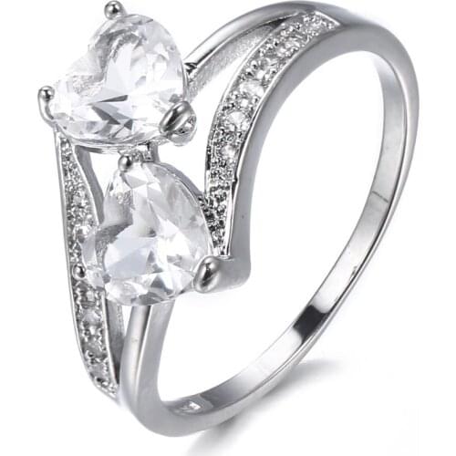 Bettyue New Arrival Two Cute Heart Shape Cubic Zircon Ring Promise For Lover Anniversary Gift Gorgeous Wedding Party Decoration