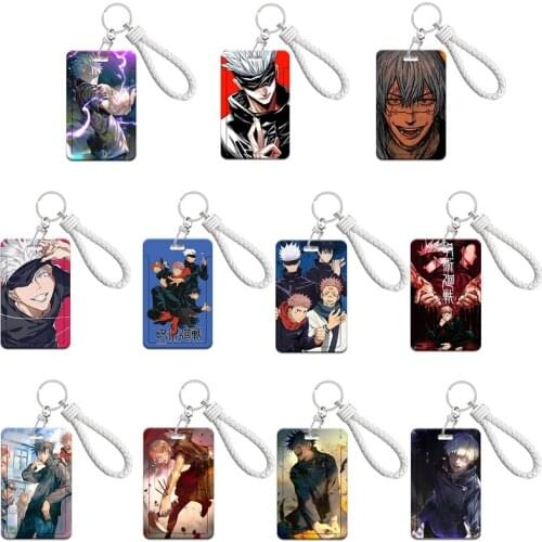 Anime Jujutsu Kaisen Student ID Bus Bank Card Holder Keychain Case Cover Pendant Toy Prop Decor Cosplay Gift Keyring