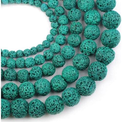 YHBZRET Natural Green Lava Volcanic Rock Stone Spacer 4/6/8/10/12MM Loose Beads For Jewelry making DIY Bracelet Accessories