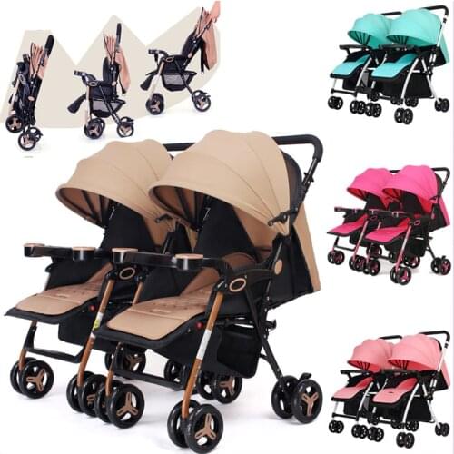 Twins Baby Stroller Can Split Sitting Lying Double Baby Stroller for Twins Light Four Wheels Pram Pushchair Travel Car Stroller
