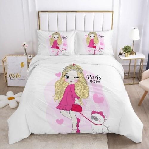 Cartoon Childrens Bedding set for kids baby boy girls Duvet cover set pillow case Bed linens Quilt cover 140x200 Car Paris