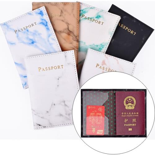 Unisex New Travel Passport Covers Leather Wallet Men Women Passport Case For Documents Bag Marble Credit Card Holder Packet