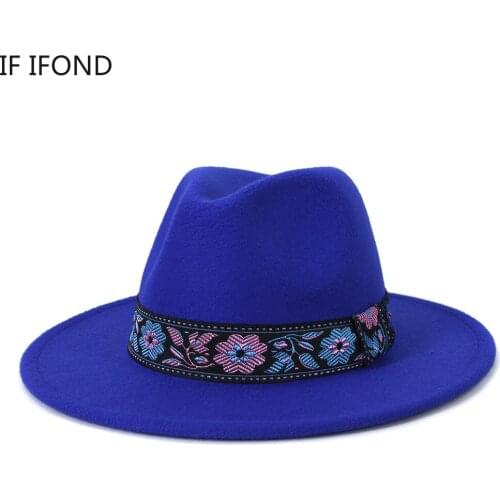 Fedora Hat Wool Men/Women New Top Felt Cap Autumn Winter Wide Brim Church Panama Sombrero Jazz Cap