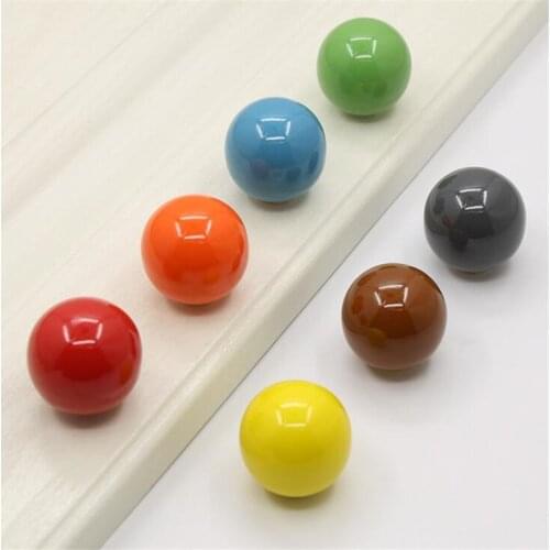 7 Colors Ball Shape Ceramic Knob / Childrens Room Dresser Knobs White Yellow Cabinet Pulls Unique Kitchen Door Handles For Kid