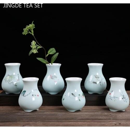 Chinese Ceramics Tea Pet Desktop Flower Vase Ornaments Hydroponic Plants Chinese Tea Ceremony Decoration Accessories Gifts