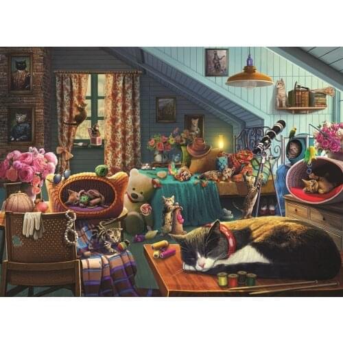 At Jigsaw Puzzle 260 Kitten Play Bedroom Family Games Education Toys Adult Sublimation Blanks Montessori Baby Kids Minifigures