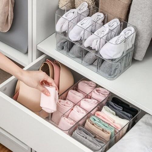 Underwear Storage Box Closet Organizer Underwear Transparent Stackable Finishing Box Household Bra Socks Compartment storage