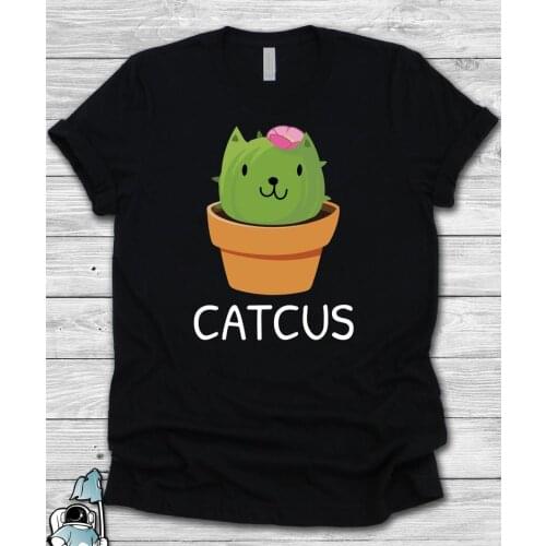 Cat Plant Gift Cactus Shirt top woman Cotton Kawaii Fashion Shirt Plus Size O Neck graphic Mama Tshirt Short Sleeve Top Tees y2k
