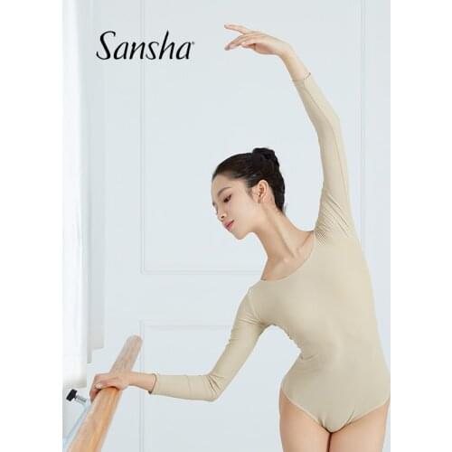 Sansha Ballet Dancing Ballerina Dancewear Long Sleeve Leotard Deep Scoop Back Ladies Adult Women 50BO1000N