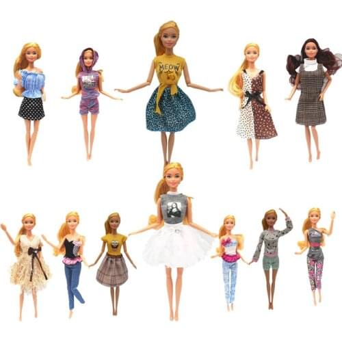 Fashion 11.5" Doll Outfits For Barbie Clothes Set Shirt Tops Skirt Tutu Dress Pants 1/6 BJD Dollhouse Accessories Kids Toys Gfit