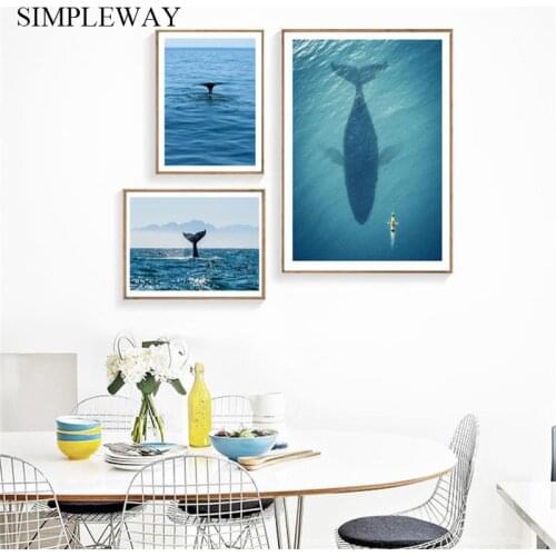 Sea Ocean Nature Landscape Poster Whale Tail Nordic Art Print Wall Canvas Painting Scandinavian Decoration Picture Home Decor