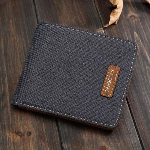 Mens Short Wallet Student Leisure Canvas Wallet Ultrathin Purse Simple Wallet