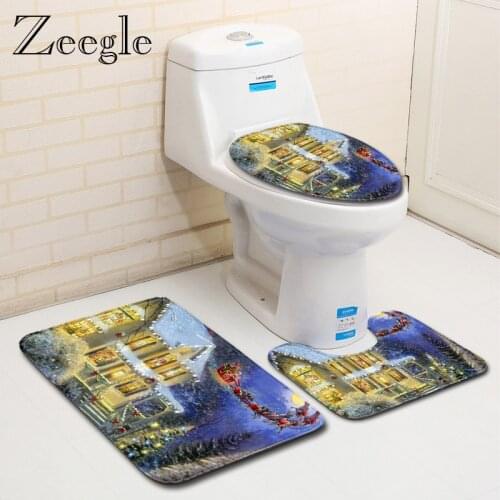 Zeegle Bathroom Rug Set Non-slip Shower Mat Bathroom Carpet Absorbent Kitchen Carpet Toilet Rug Foot Mat Washable Bath Mat Set