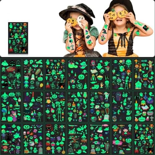 Halloween Tattoo Stickers Kids Cartoon Waterproof Carnival Party Diy Trick Or Treat Party Boo Happy Halloween Party Makeup Tools