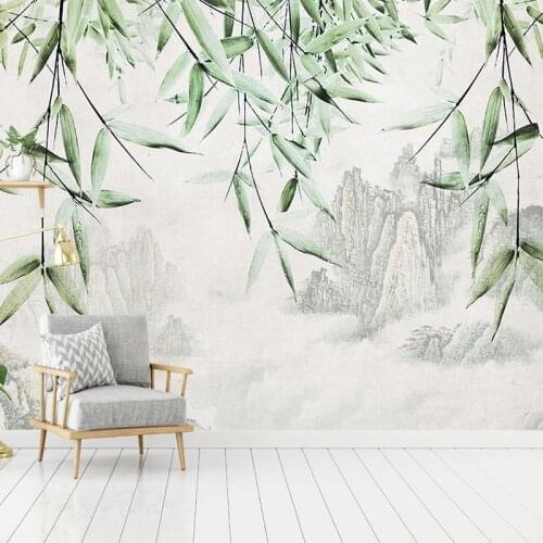 Custom Mural Wallpaper Wall Art New Chinese Style Ink Mountain Water Bamboo Study Living Room Bedroom Background Wall Painting