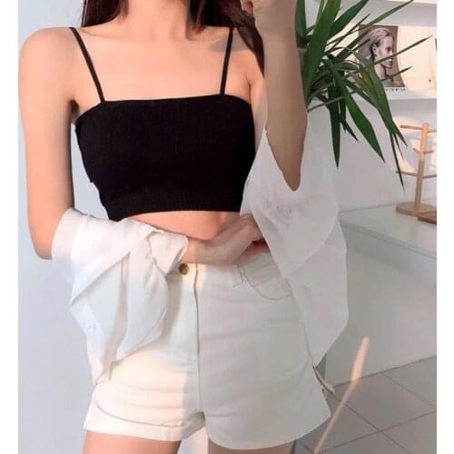 Solid Color Sexy Tank Crop Tops Women Summer Basic Crop Top Streetwear Sleeveless Camis Cool Girls Cropped Tee Camisole Femme