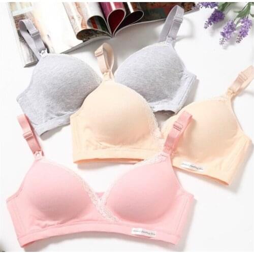 Pure color lace side pregnant women bra clothing pregnant women single layer sleep cotton nursing bra pregnancy breast underwear