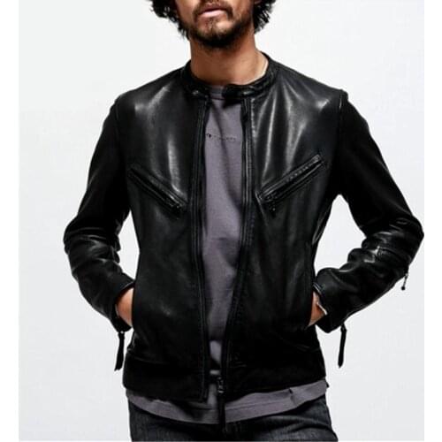 Pakistan Simple Oil Wax Sheepskin Antique Finish Via Rinsing Pleated Leather Men