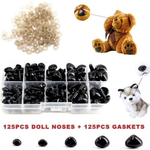 125pcs Black Triangular Plastic Craft Safety Noses Eyes Button for Puppet Doll Teddy Bear Soft Stuffed Animal Amigurumi DIY