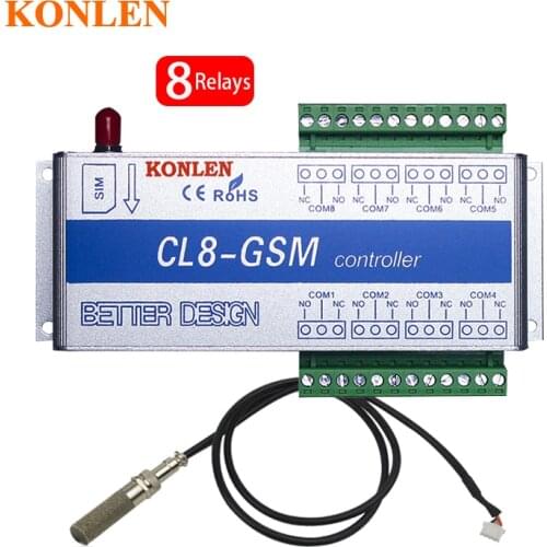KONLEN GSM 8 Way Relay Controller Smart Home Power Switch SMS Call Temperature Sensor Remote Control Gate Opener Lock Server