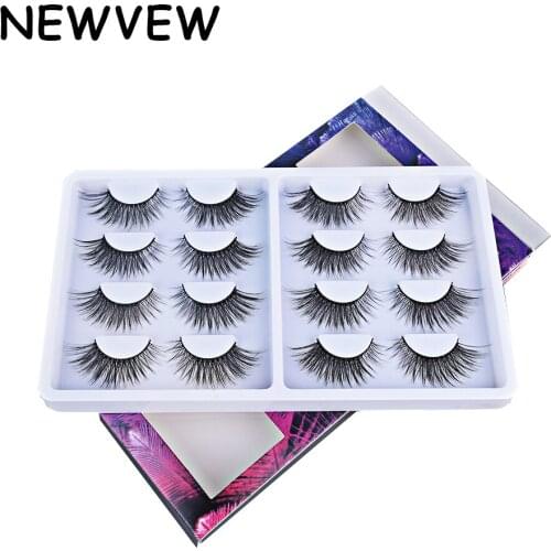 NEWVEW 3D mink hair false eyelashes makeup tools fluffy thick eye lashes 3D faux clis 8 Pairs