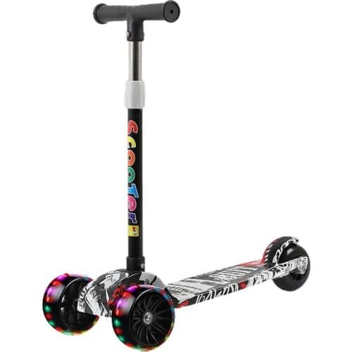 Childrens Kick Scooter 3 Wheels Folding Foot Scooters LED Shine Balance Bike Adjustable Height Skateboard Kick Scooter For Kids