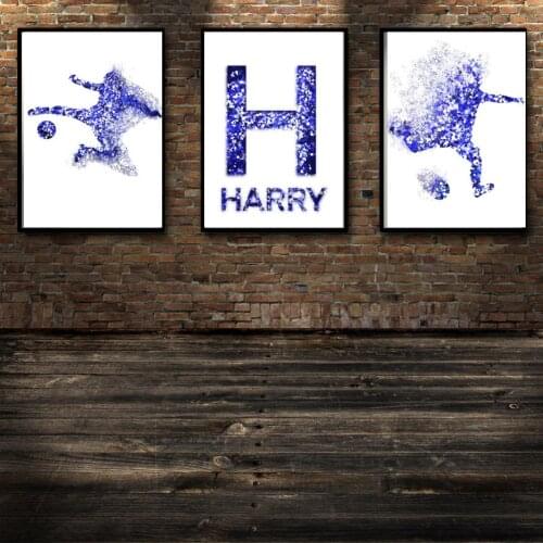 Three-piece football decoration. Personalized football printing. Sports decoration for boys