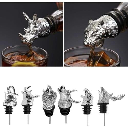 Alloy+Silicone Wine Aerator Pourer Spout Wine Decanters Elephant Wine Stoppers Decanter Pourer Liquor Decanter Bottles