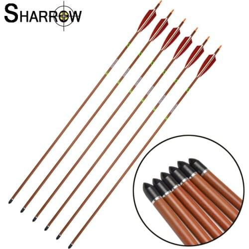 6pcs Spine 400 Archery Pure Carbon Arrows ID 6.2mm Replaceable 100 Grains Arrowhead for Recurve Compound Bow Shooting Hunting