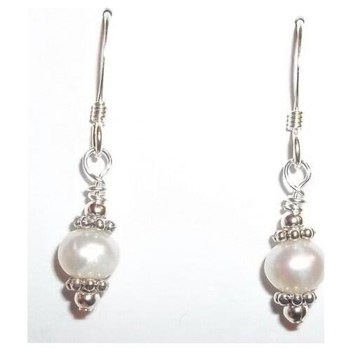 Favorite Pearl Jewelry Child Girl Petite Earring White Real Freshwater Pearl Tible Silver Flower Bead 925 Silver Dangle Earring