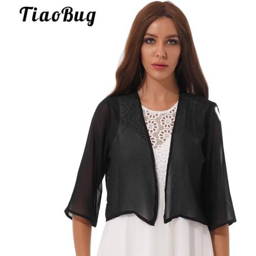 Womens Sheer Chiffon Shrugs Bolero Bridal Shawls Weedding Jacket Open Front Cardigan Cover-ups Elegant Wraps Womens Shrug Tops