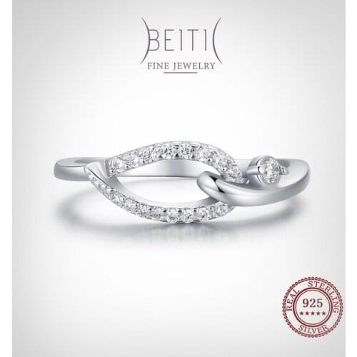Beitil Irregular Geometric Design 925 Sterling Silver Finger Ring For Women Dazzling Clear CZ Fine Fashion Jewelry