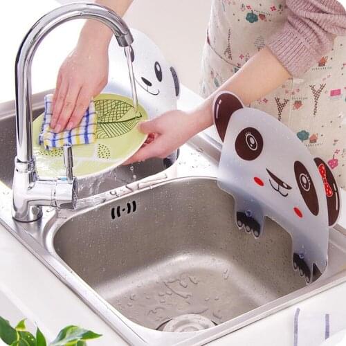 1PC Plastic Panda Sucker Cup Water Splash Water Impermeable Baffle Screen Basin Wash Basin Stand Kitchen Accessories Tool 100gD
