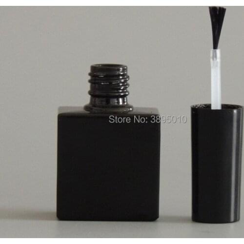 10ml Empty UV Black Nail Polish Bottle &Small Brush Nail Art Container Glass Nail Oil Bottles F293