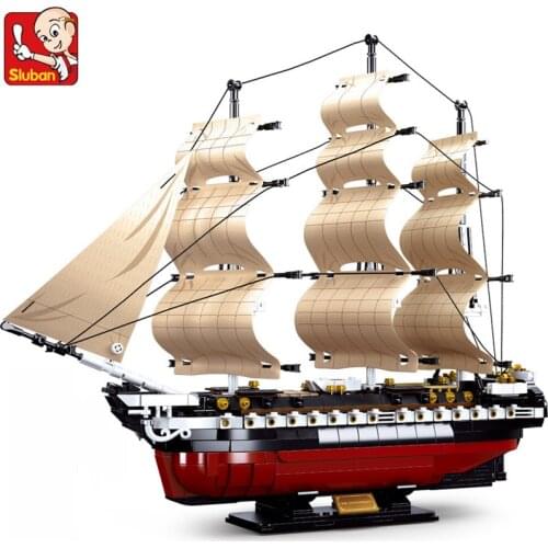 1118Pcs Ship Constitution Sailing Frigate Building Blocks Kit Ancient Battleship Boat Bricks Model Educational Toys for Children