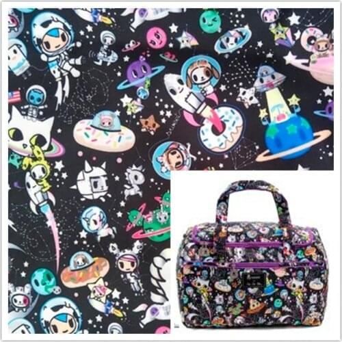 145cm Width Black Space Pattern Canvas Fabric Cushion Cover/Diy Handbag/Slipcover DIY Sewing