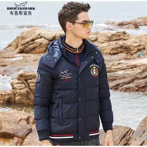 3XL Winter Men Down Jacket Embroidery Fashion Casual Coat Hood Thicken Warm Waterproof Down Jacket Male Winter Parkas Outerwear