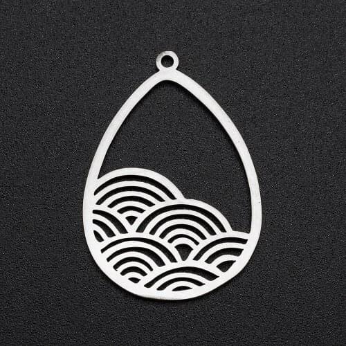 5Pcs/Lot 100% Stainless Steel Sea Wave Pendants For Making Necklace Charms Jewelry