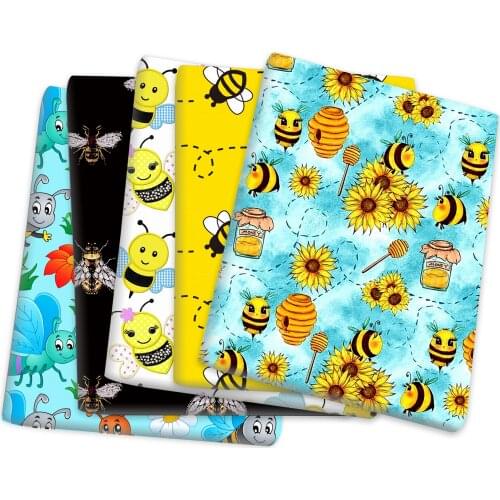 50*145cm Bees Patchwork Printed Polyester Cotton Fabric for Tissue Sewing Quilting Fabrics Needlework Material DIY,c19934