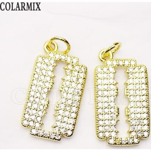 8 Pcs Blade shape pendant Pave cube zirconia jewelry pendant fashion jewelry pendants for women accessories pendants 8206