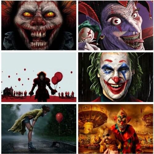 5D DIY Horror Clown With Balloon IT Movie Halloween Diamond Painting Full Drill Embroidery Cross Stitch Mosaic Home Decor Gift