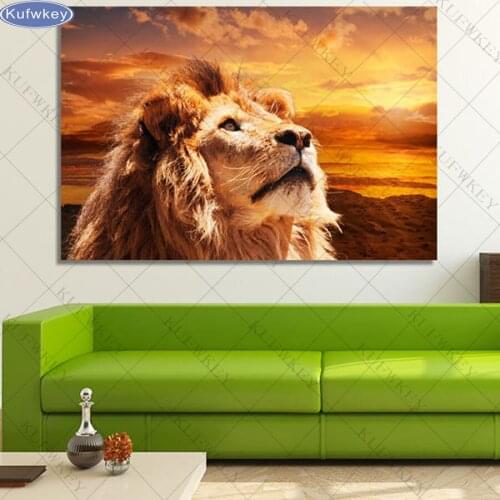 Diamond embroidery lion,5d diamond painting animals,full diamond mosaic picture of rhinestones cross-stitch christmas gift