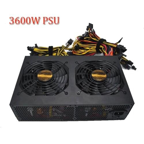 ETH PC Asic Power Supply 3600W Bitcoin Miner Case PSU Computer Server Fonte For GPU GTX 1080 RX470 480 570 12-13 Video Cards E