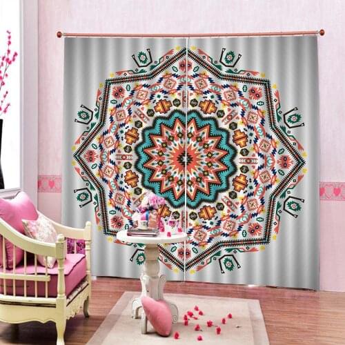 Bohemian Geometric Picture pattern Curtain Digital Print For Lving room bedroom Blackout Window Drapes Sets 2 Panels With Hooks