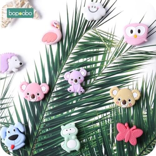 Bopoobo 1pack Baby Teething Beads Mini Animal Beads Silicone BPA Free For Baby Nursing Accessories Beads Baby Teether